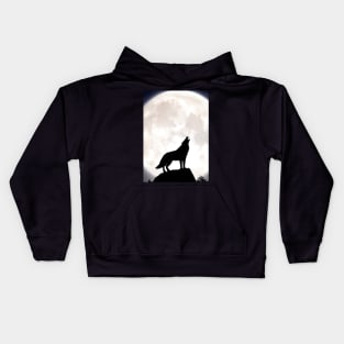 Wolf at Night Kids Hoodie